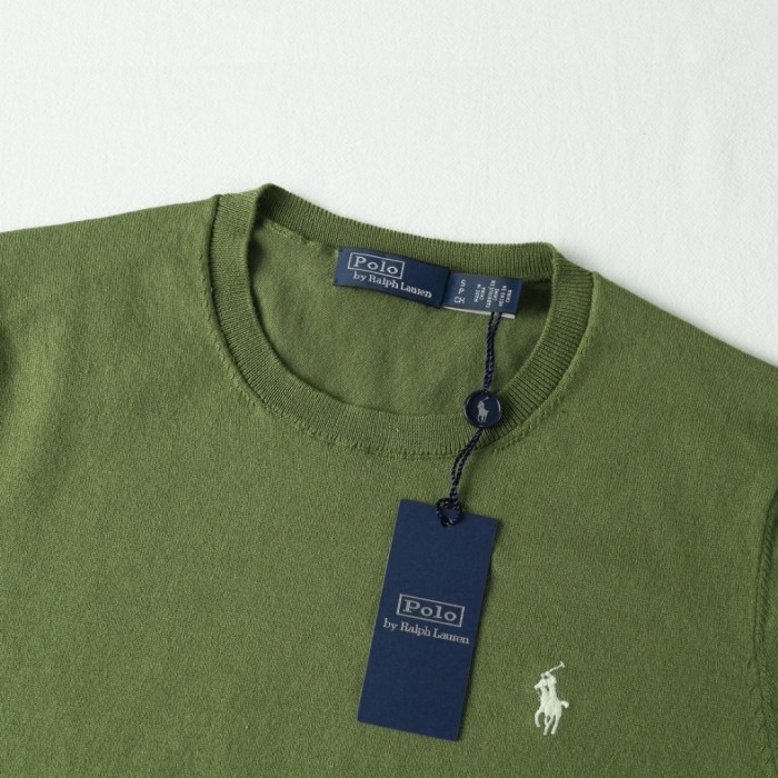 1:1 quality version Classic Pony Logo Crew Neck Knit Short Sleeve Solid Slim Thin Knit Base T-shirt  9 colors 29331741