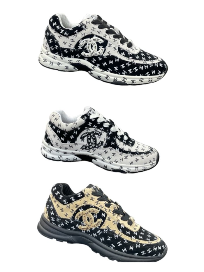 1:1 quality version All Over CC Logo Print Lace Up Low Top Platform Running Sneakers 3 colors 29332720