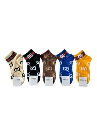 Multi Color All Over Print Interlocking GG Monogram Slouch Socks 5 Pairs Per Box 29332327