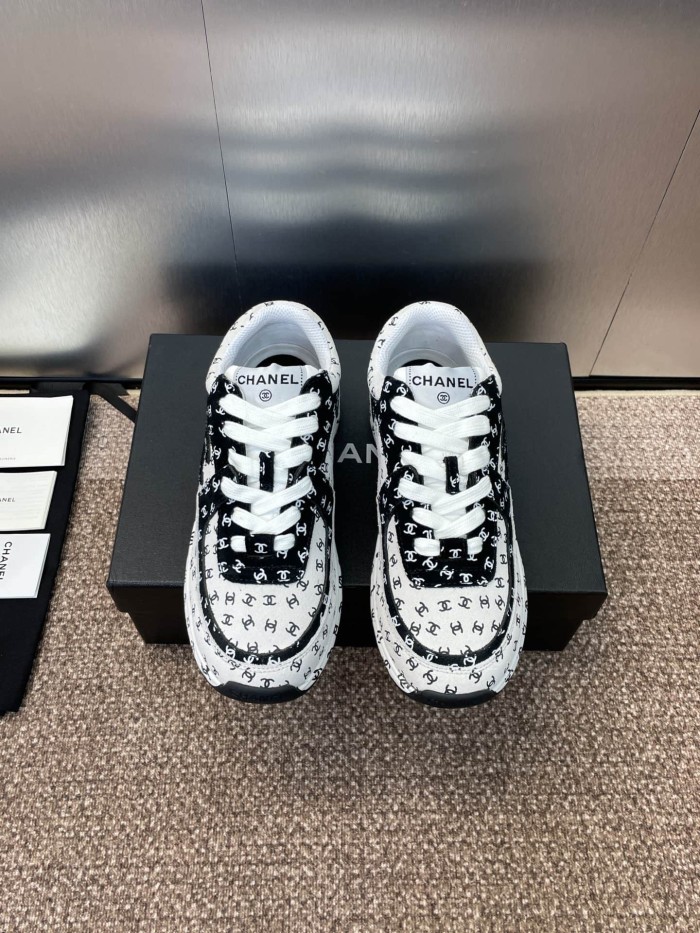 1:1 quality version All Over CC Logo Print Lace Up Low Top Platform Running Sneakers 3 colors 29332720