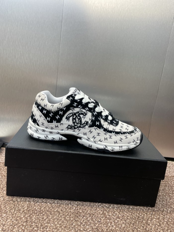 1:1 quality version All Over CC Logo Print Lace Up Low Top Platform Running Sneakers 3 colors 29332720