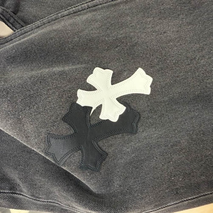 1:1 quality version Black White Blue Cowhide Spliced Black Jeans 29334600
