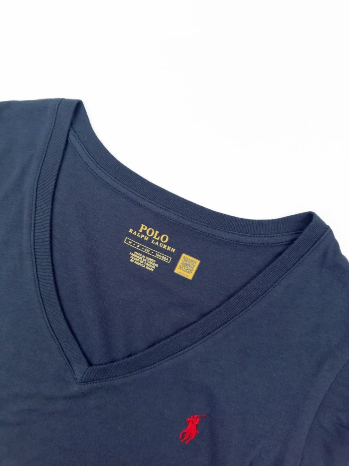 1:1 quality version V Neck Left Chest Contrast Pony Embroidery Slim American Casual Unisex T-shirt 4 colors 29334455