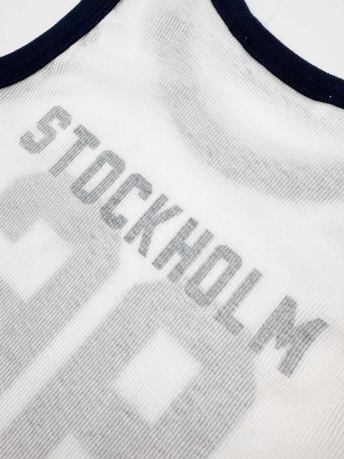 1:1 quality version Front Vintage 96 Number Back Stockholm Letter Print Elastic Slim Rib Tank Top 29334582