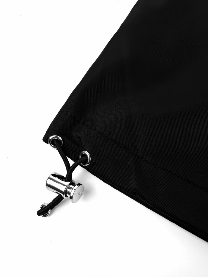 1:1 quality version Black Nylon Adjustable Hem Right Triangle Logo Elastic Drawstring Waist A Line Mini Skirt 29334518