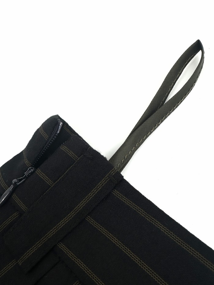 1:1 quality version Black Gold Vertical Stripe Built In Safety Liner A Line Slim Mini Skirt 29334304