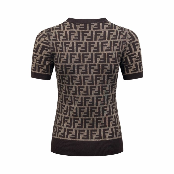 1:1 quality version Full FF Monogram Jacquard Crew Neck Knit Slim Women Luxury T-shirt 2 colors 29334471