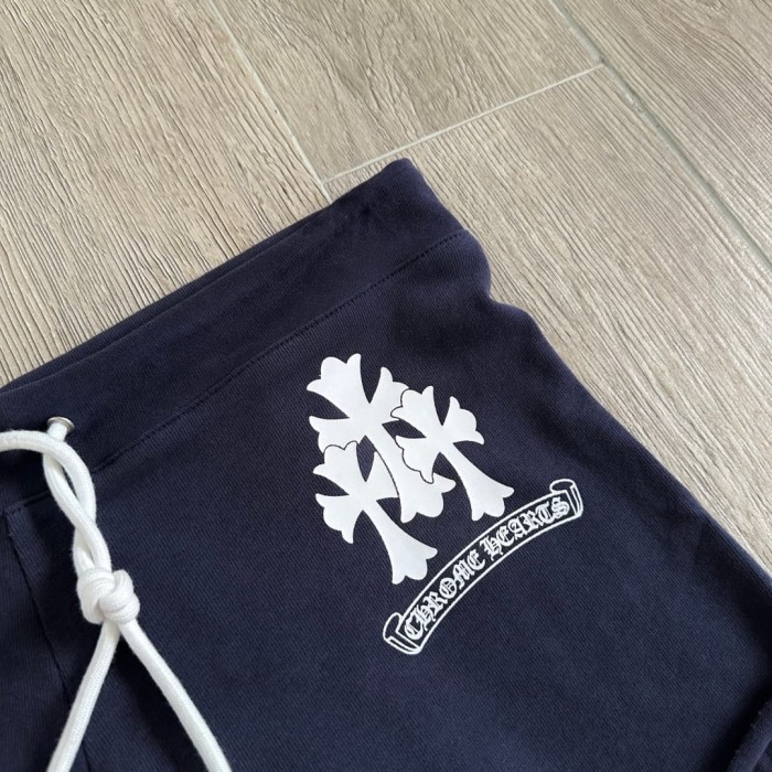 1:1 quality version Sanskrit Cross Graffiti Heart Navy Print Tee & Shorts Set 29334504