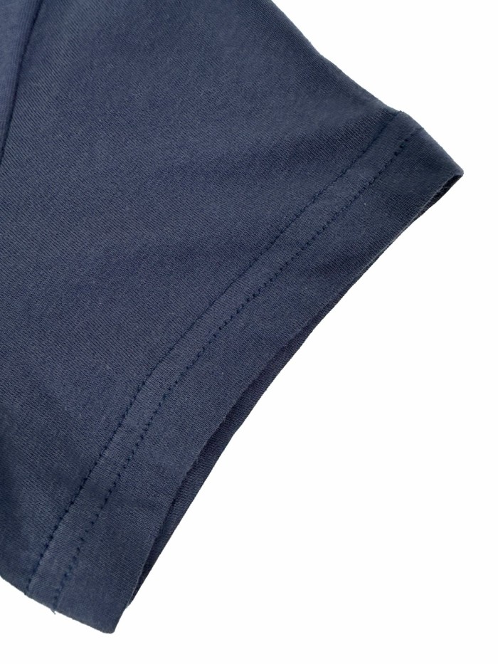 1:1 quality version V Neck Left Chest Contrast Pony Embroidery Slim American Casual Unisex T-shirt 4 colors 29334455