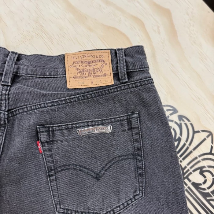 1:1 quality version Black White Blue Cowhide Spliced Black Jeans 29334600