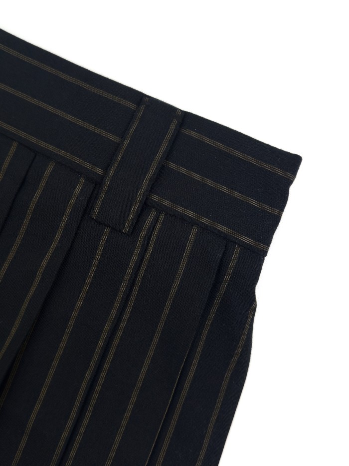 1:1 quality version Black Gold Vertical Stripe Built In Safety Liner A Line Slim Mini Skirt 29334304