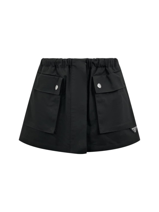 1:1 quality version Nylon Drawstring Elastic Waist Double Cargo Snap Pocket Front Slit  A Line Mini Skirt 29334556