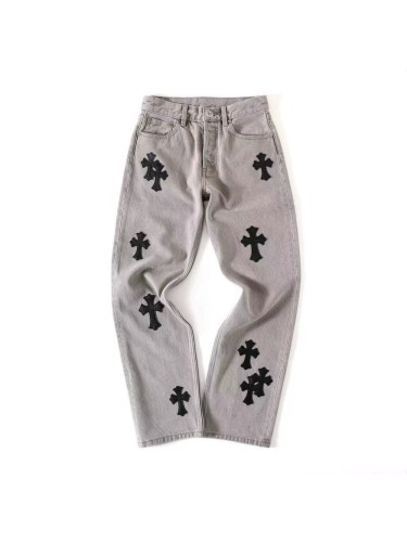 1:1 quality version Grey Cowhide Black Cross Washed Jeans 29334603