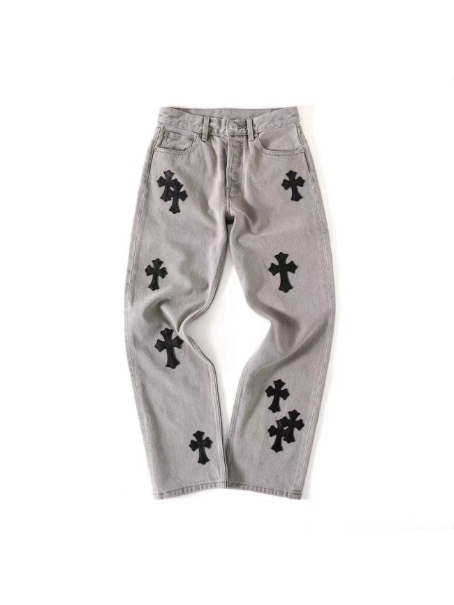 1:1 quality version Grey Cowhide Black Cross Washed Jeans 29334603
