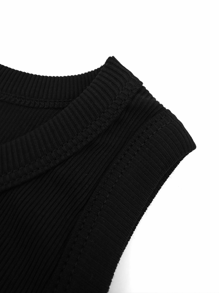 1:1 quality version Front Tone On Tone Triomphe Embossed Logo Tank Narrow Strap Vertical Rib Tank Top 3 colors 29334494