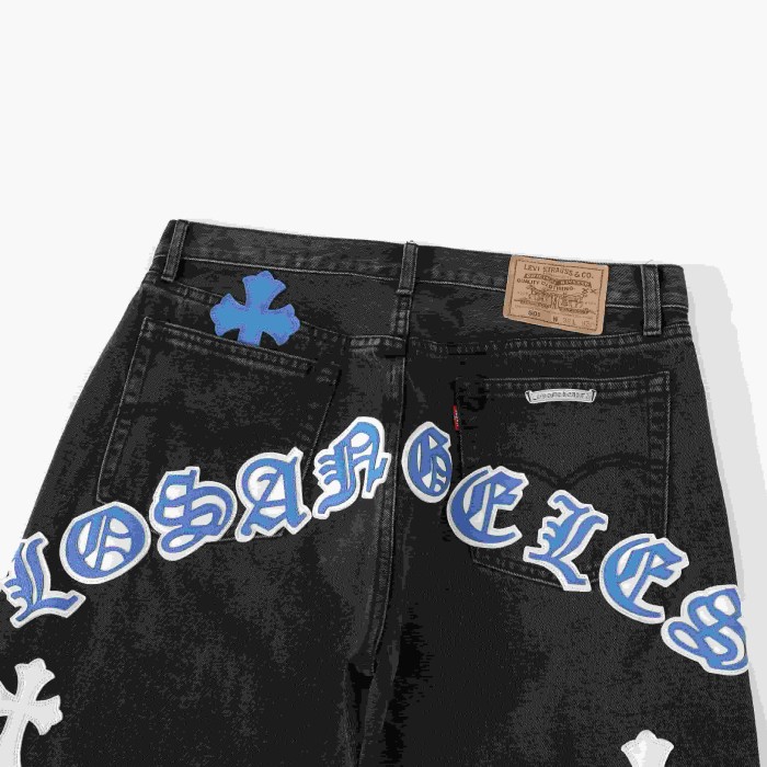 1:1 quality version Los Angeles Limited Blue White Cowhide Jeans 29334605