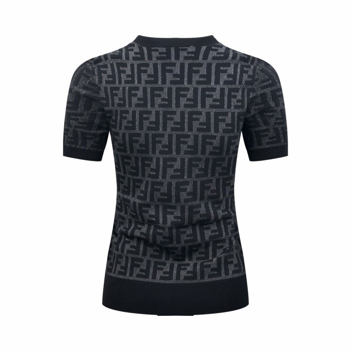 1:1 quality version Full FF Monogram Jacquard Crew Neck Knit Slim Women Luxury T-shirt 2 colors 29334471