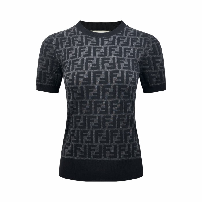 1:1 quality version Full FF Monogram Jacquard Crew Neck Knit Slim Women Luxury T-shirt 2 colors 29334471