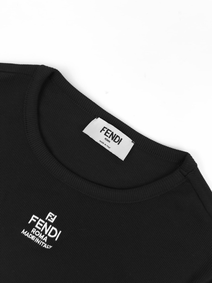 1:1 quality version Chest Roma Slogan Mini Logo Ribbed Cropped Solid Shoulder Fit Slim T-shirt 2 colors 29334513