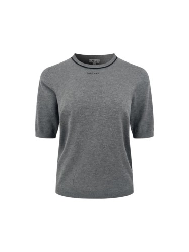 1:1 quality version Thin Black Contrast Crew Neck Half Sleeve Front Tone On Tone Letter Embroidery Ultra Fine Light Knit T-shirt 29334399