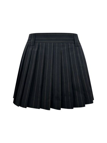 1:1 quality version Black Gold Vertical Stripe Built In Safety Liner A Line Slim Mini Skirt 29334304