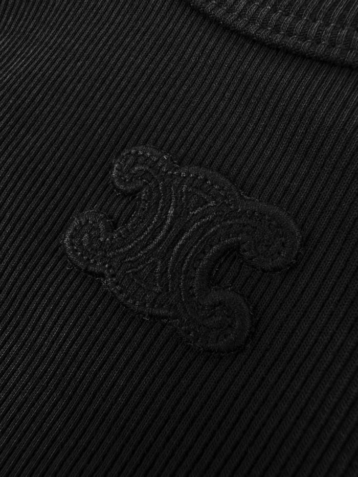 1:1 quality version Front Tone On Tone Triomphe Embossed Logo Tank Narrow Strap Vertical Rib Tank Top 3 colors 29334494