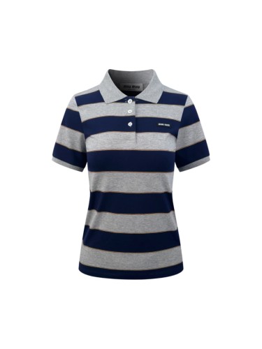 1:1 quality version Navy Heather Gray Thin Gold Line Horizontal Stripe Left Chest Woven Label Waist Slim Polo Shirt 29334434