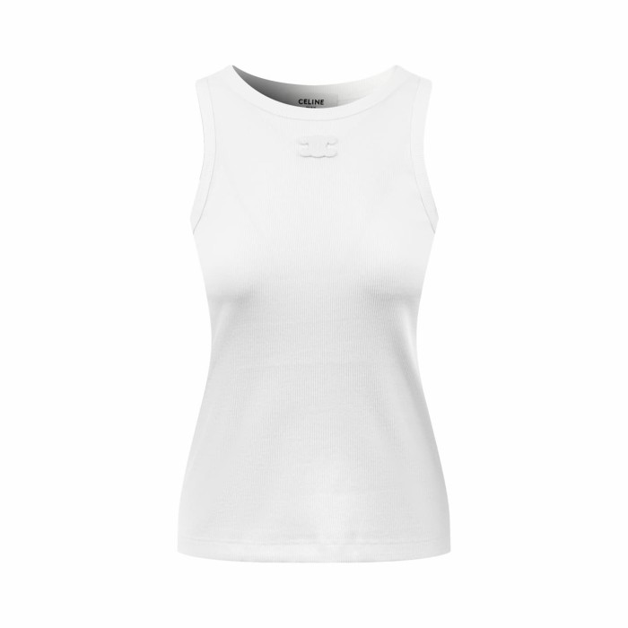 1:1 quality version Front Tone On Tone Triomphe Embossed Logo Tank Narrow Strap Vertical Rib Tank Top 3 colors 29334494