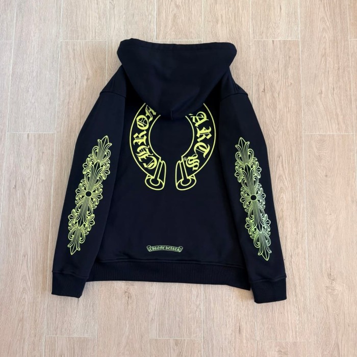 1:1 quality version Fluorescent Green Horseshoe Cross Zip Up Hoodie 29334547