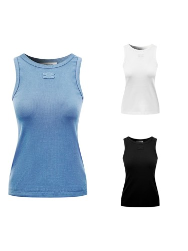 1:1 quality version Front Tone On Tone Triomphe Embossed Logo Tank Narrow Strap Vertical Rib Tank Top 3 colors 29334494