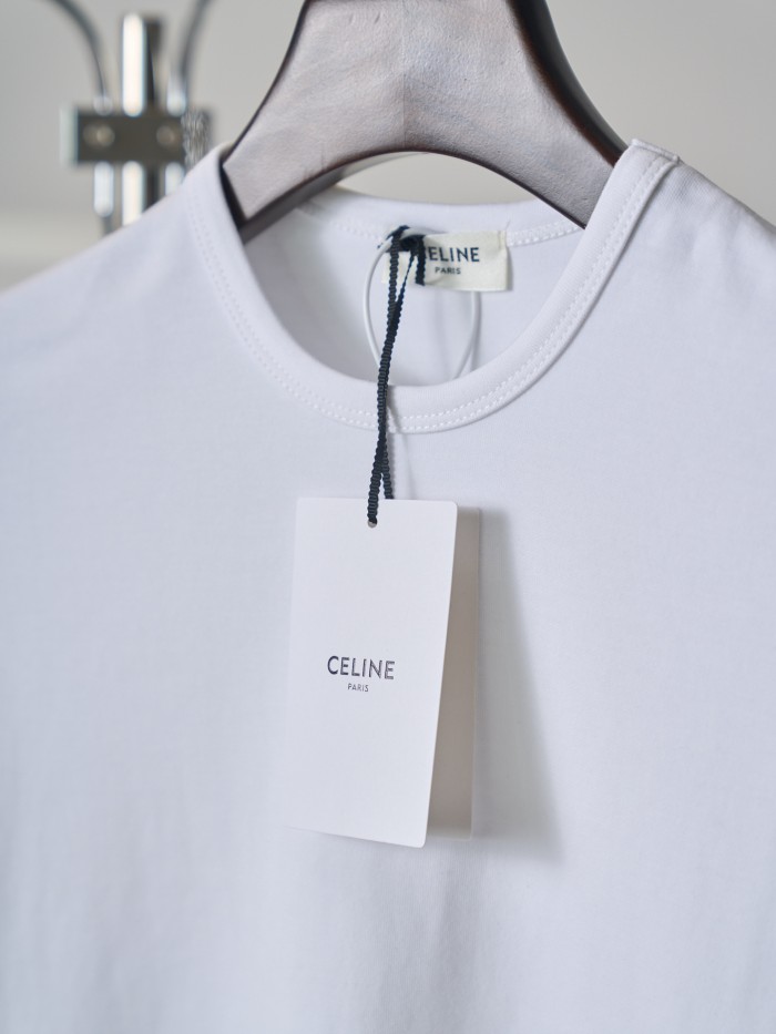1:1 quality version Classic Triomphe Mini Logo Embroidery Crew Neck Solid Minimal Slim T-shirt 2 colors 29334272