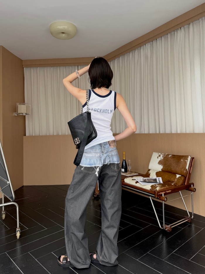 1:1 quality version Front Vintage 96 Number Back Stockholm Letter Print Elastic Slim Rib Tank Top 29334582