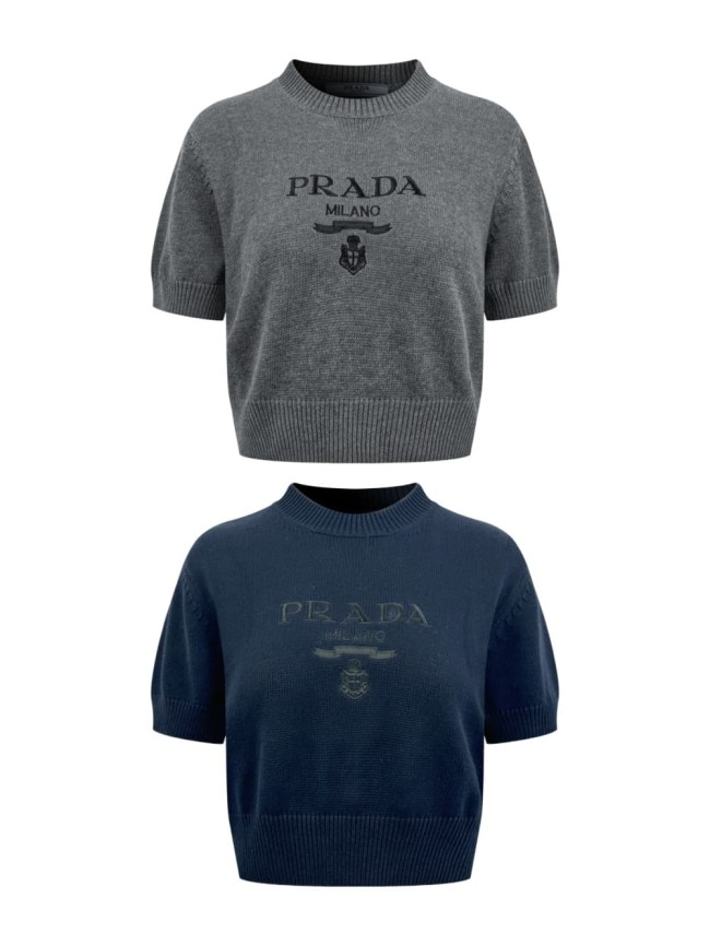 1:1 quality version Chest Milano Ribbon Anchor Badge Embroidery Vintage Half Sleeve Knit T-shirt 2 colors 29334536