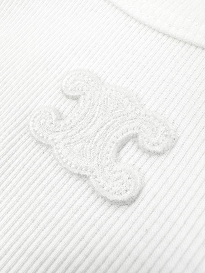 1:1 quality version Front Tone On Tone Triomphe Embossed Logo Tank Narrow Strap Vertical Rib Tank Top 3 colors 29334494