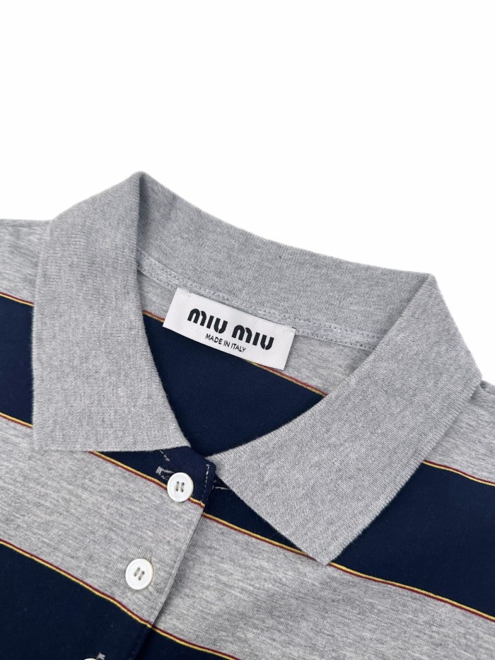 1:1 quality version Navy Heather Gray Thin Gold Line Horizontal Stripe Left Chest Woven Label Waist Slim Polo Shirt 29334434