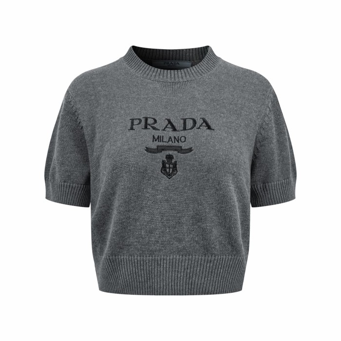 1:1 quality version Chest Milano Ribbon Anchor Badge Embroidery Vintage Half Sleeve Knit T-shirt 2 colors 29334536