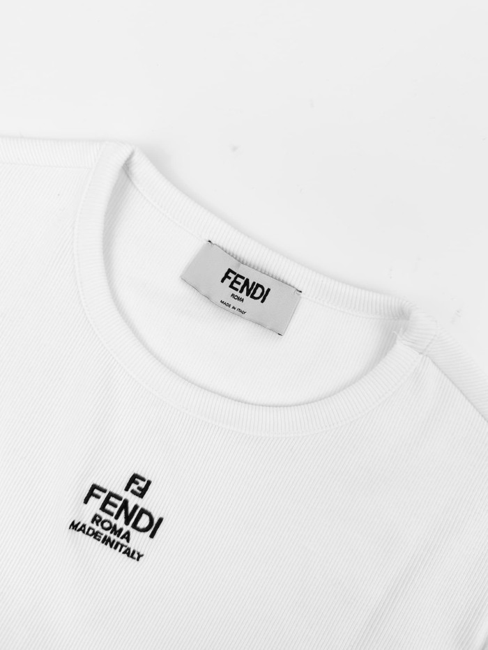 1:1 quality version Chest Roma Slogan Mini Logo Ribbed Cropped Solid Shoulder Fit Slim T-shirt 2 colors 29334513