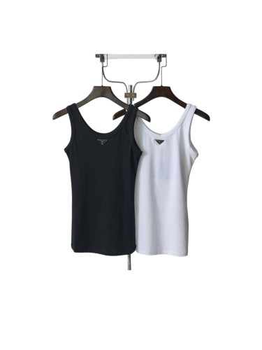 1:1 quality versionU Neck Wide Strap Slim Elastic Rib Knit Chest Inverted Triangle Metal Nameplate Tank Top 2 colors 29334268