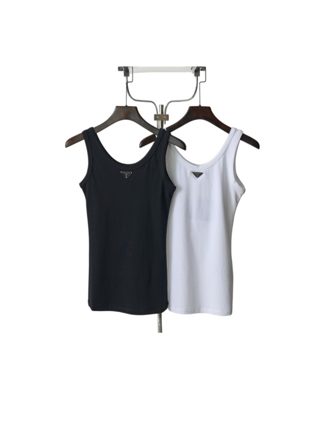 1:1 quality versionU Neck Wide Strap Slim Elastic Rib Knit Chest Inverted Triangle Metal Nameplate Tank Top 2 colors 29334268