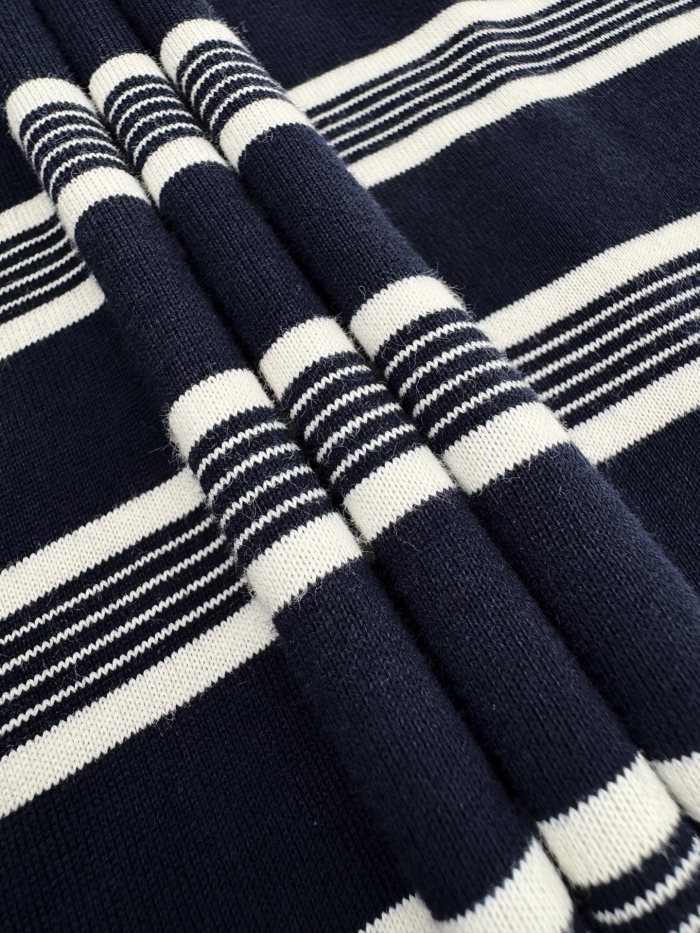 1:1 quality version Neck Tank Sleeveless Navy White Thin Horizontal Stripe Chest Embroidered Mini Logo High Elastic Waist Slim Knit Tank Top 29334275