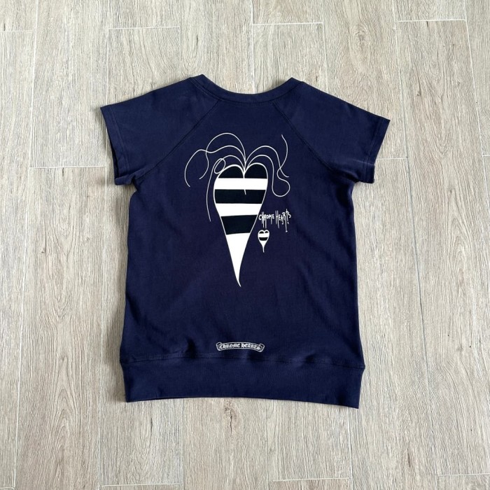 1:1 quality version Sanskrit Cross Graffiti Heart Navy Print Tee & Shorts Set 29334504