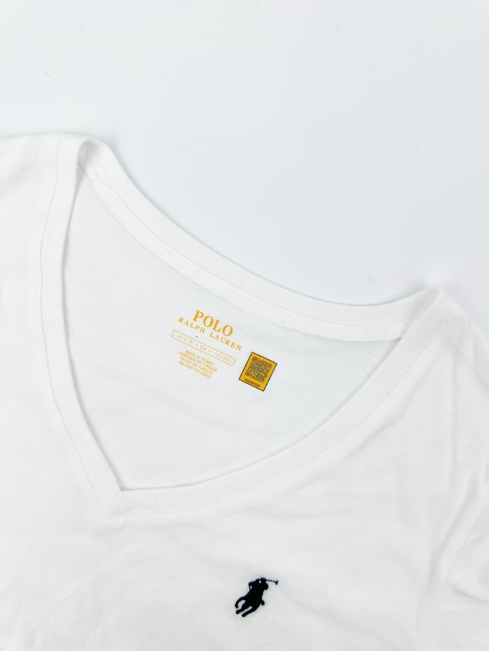 1:1 quality version V Neck Left Chest Contrast Pony Embroidery Slim American Casual Unisex T-shirt 4 colors 29334455