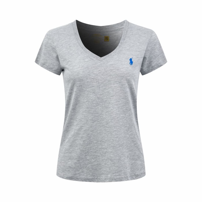 1:1 quality version V Neck Left Chest Contrast Pony Embroidery Slim American Casual Unisex T-shirt 4 colors 29334455