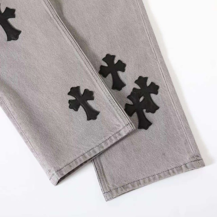 1:1 quality version Grey Cowhide Black Cross Washed Jeans 29334603