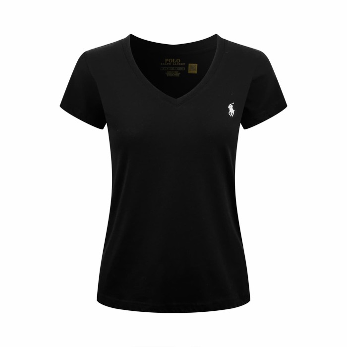 1:1 quality version V Neck Left Chest Contrast Pony Embroidery Slim American Casual Unisex T-shirt 4 colors 29334455