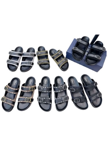 [Plus-size shoes]1:1 quality version All Over Logo Jacquard Fabric Cowhide Double Buckle Open Toe Platform Slide Sandals 6 colors 29334253