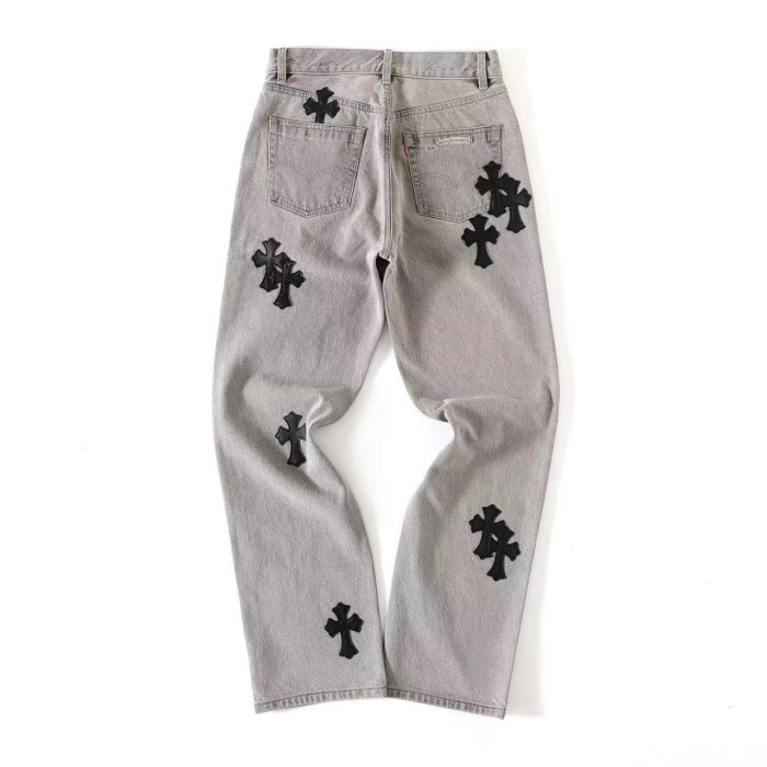 1:1 quality version Grey Cowhide Black Cross Washed Jeans 29334603