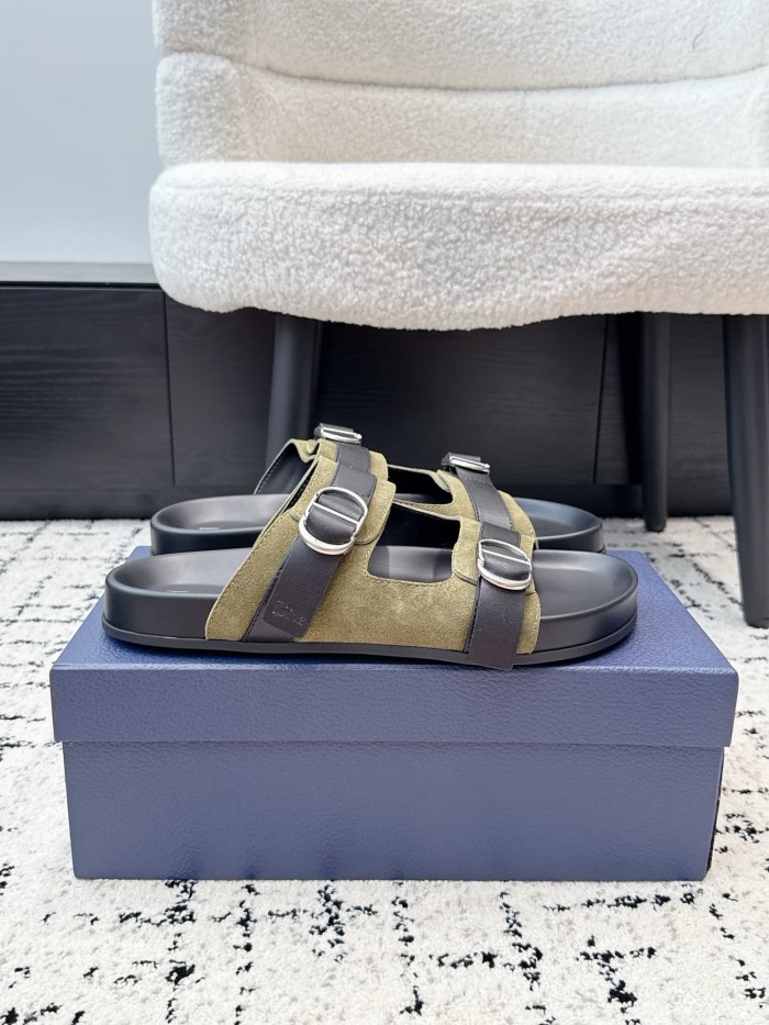 [Plus-size shoes]1:1 quality version All Over Logo Jacquard Fabric Cowhide Double Buckle Open Toe Platform Slide Sandals 6 colors 29334253