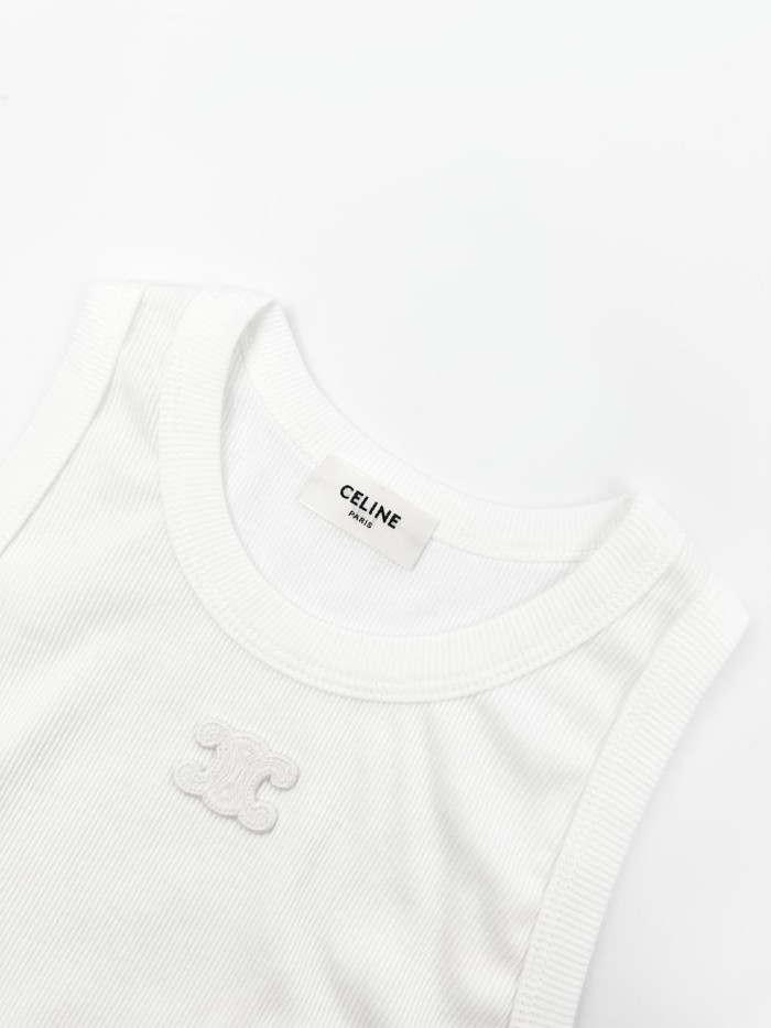 1:1 quality version Front Tone On Tone Triomphe Embossed Logo Tank Narrow Strap Vertical Rib Tank Top 3 colors 29334494