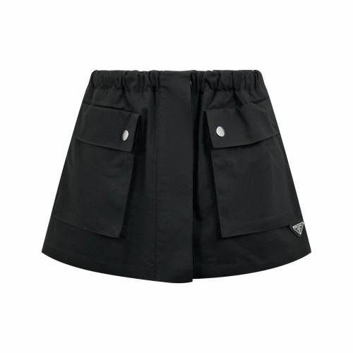 1:1 quality version Nylon Drawstring Elastic Waist Double Cargo Snap Pocket Front Slit  A Line Mini Skirt 29334556